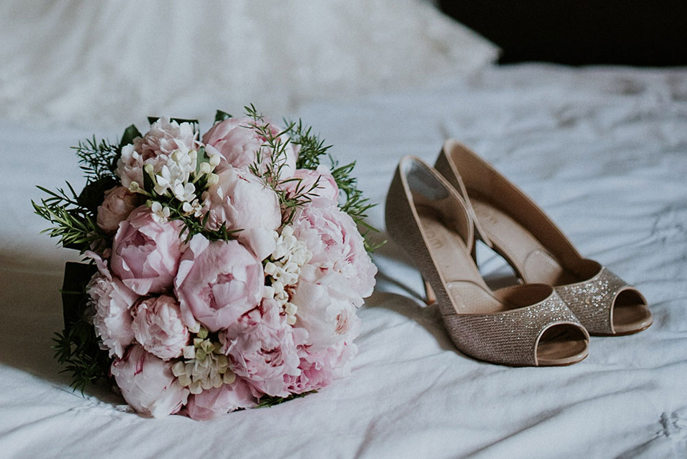 Bouquet de la mariée pivoines roses