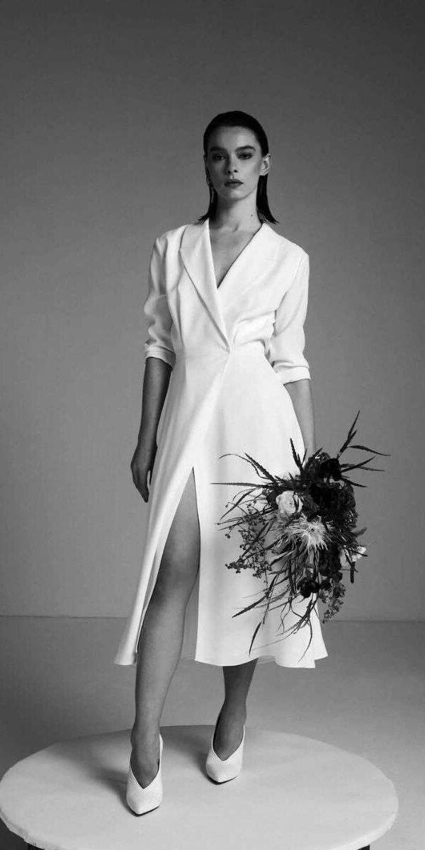 Robe de mariage civil longueur midi Uni Paris