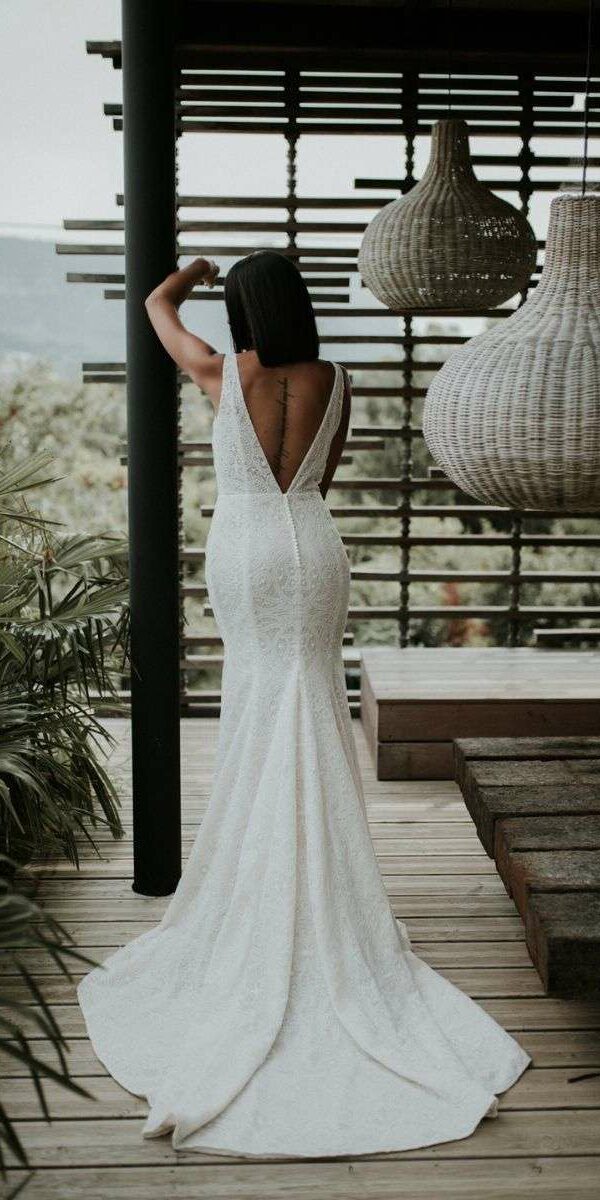 Robe de mariée sirène en dentelle originale et sequins Manon Gontero