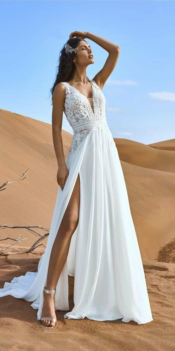 Robe de mariée fendue de seconde main Pronovias