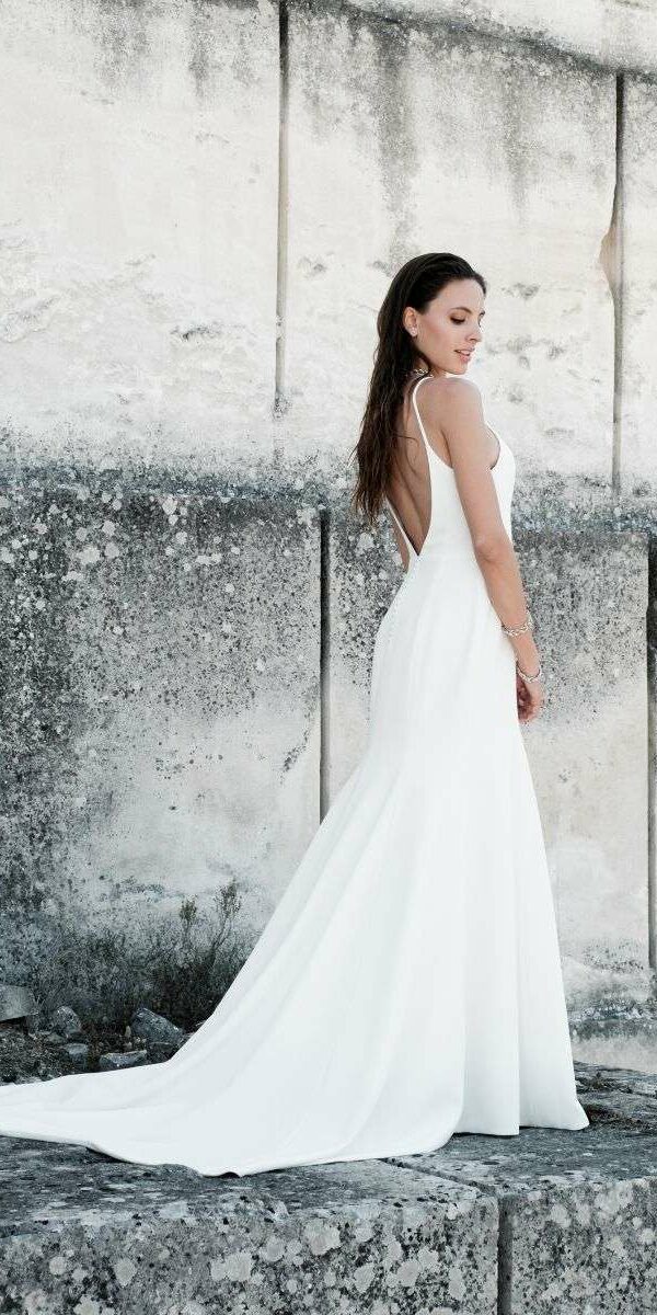Robe de mariée sirène simple sans dentelle dos nu Manon Gontero