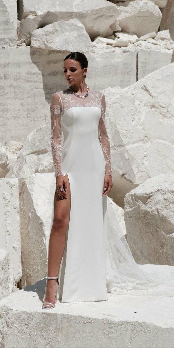 Robe de mariée de créatrice de seconde main avec fente Manon Gontero