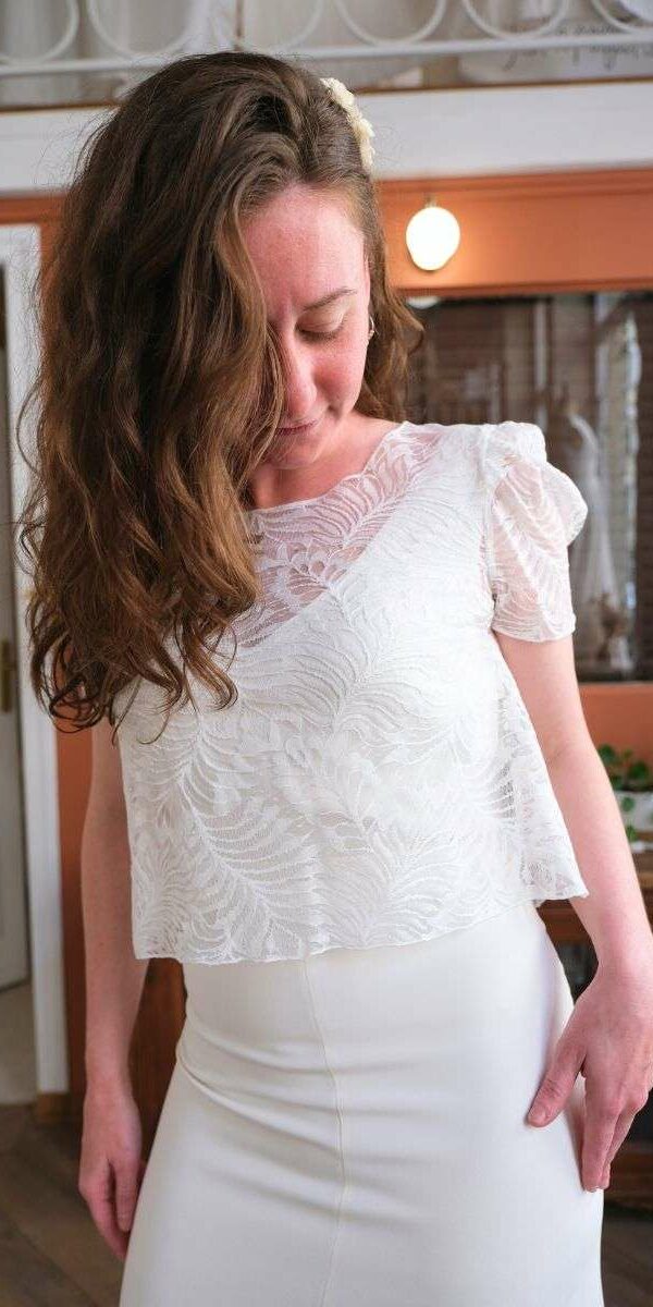 Crop Top dentelle fluide de seconde main Atelier Gasparine