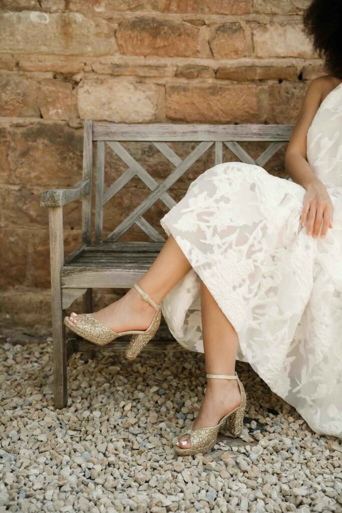 Escarpins de mariée dorés